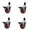 Service Caster 3.5'' Red Poly Swivel 1-3/8'' Expanding Stem Caster Set with Brake, 4PK SCC-EX20S3514-PPUB-RED-PLB-138-4 - alternate 1